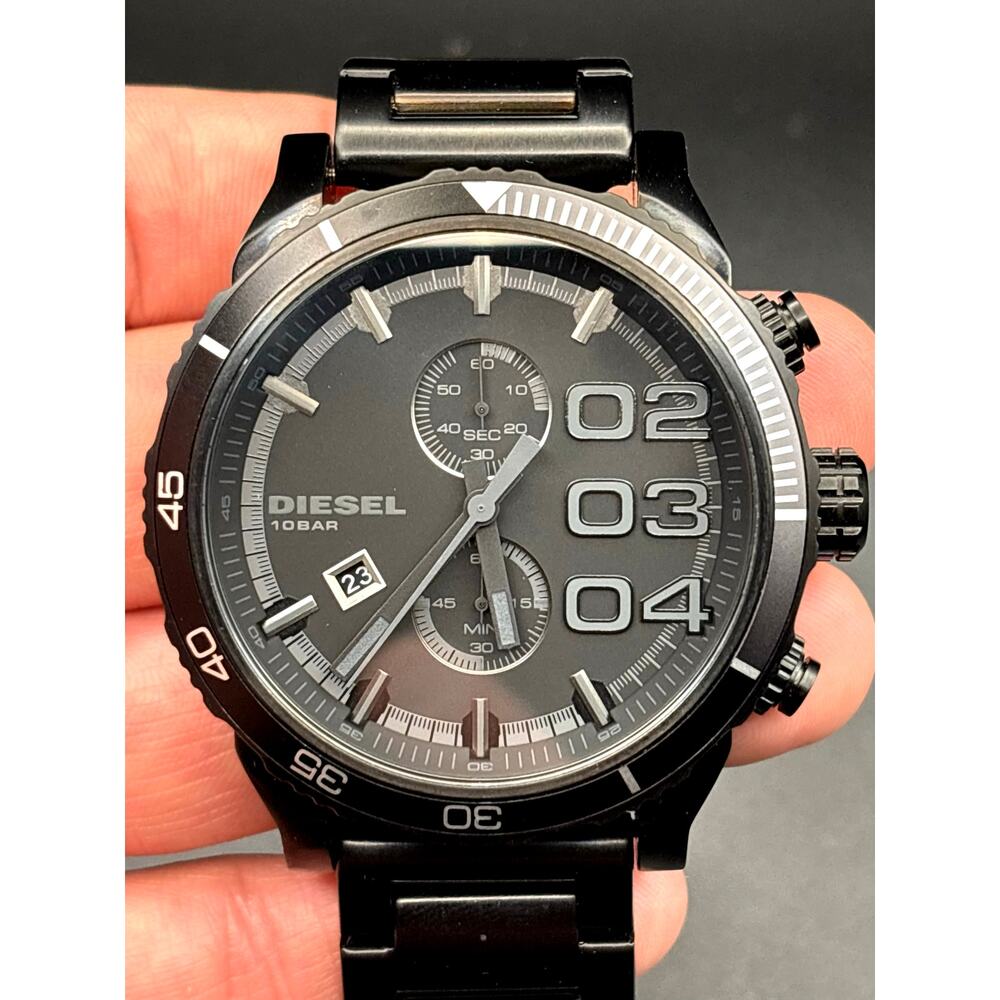 Diesel DZ4326 Men’s Double Down Chronograph Black Stainless Steel Watch NWOT